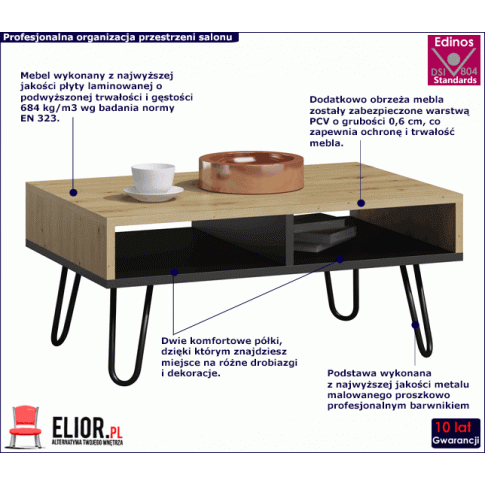 Stolik kawowy dąb artisan Mimori