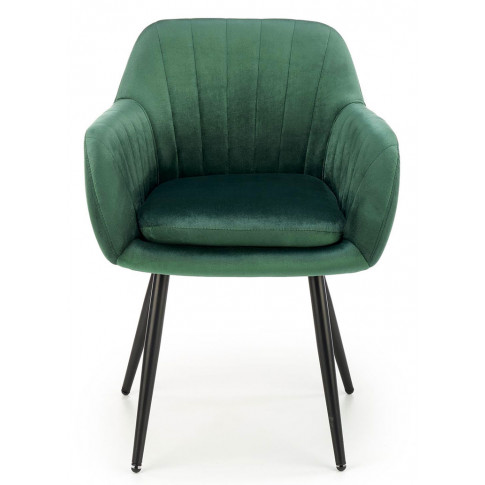 Welurowe zielone krzesło pikowane Mides