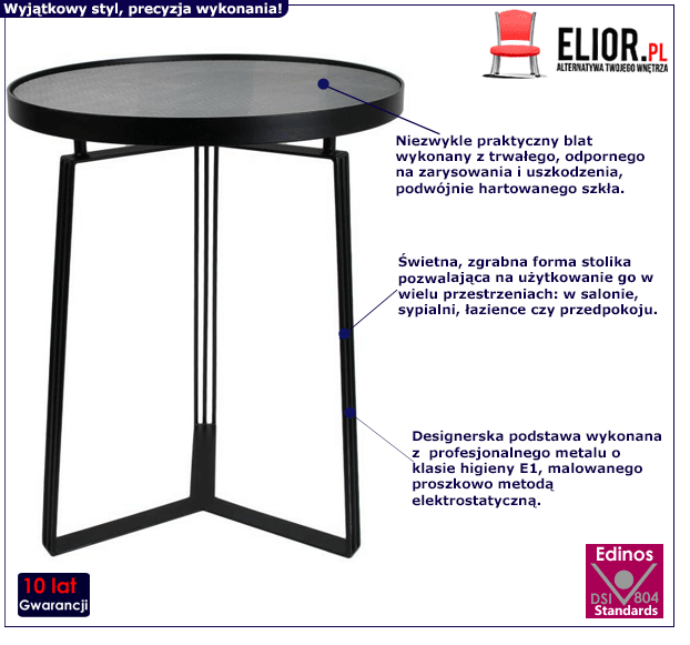 Czarny stolik Wex szklany - do salonu