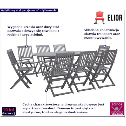 Velesso szary zestaw mebli ogrodowych