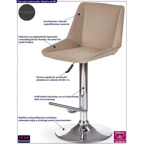 Fotografia Obrotowy hoker z oparciem Alegra - brązowy z kategorii Hokery