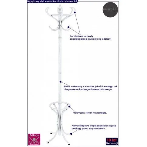 Fotografia Skandynawski biały wieszak stojący - Nepres 7X z kategorii Meble na ubrania