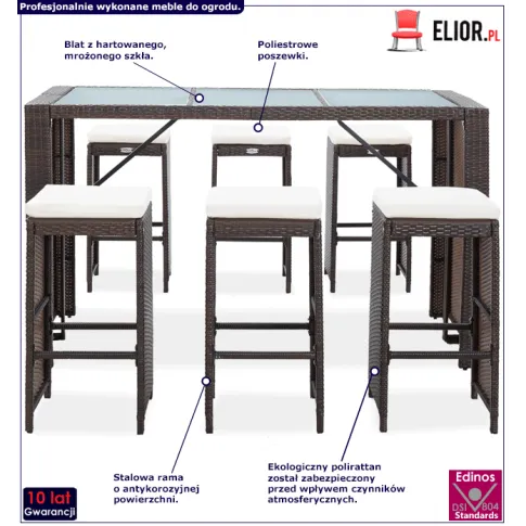 Zestaw brązowych mebli ogrodowych Tavia 3X infografika
