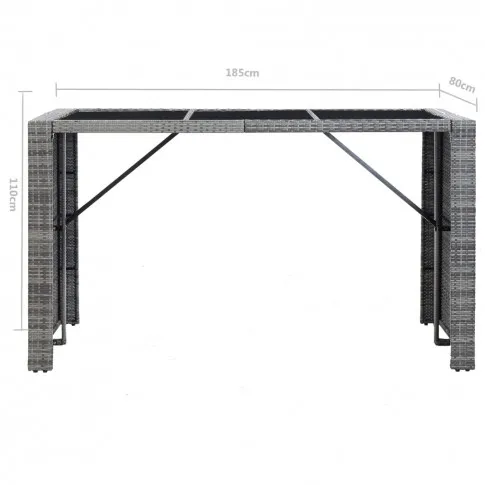 Wymiary stołu z zestawu szarych mebli ogrodowych Tavia 3X