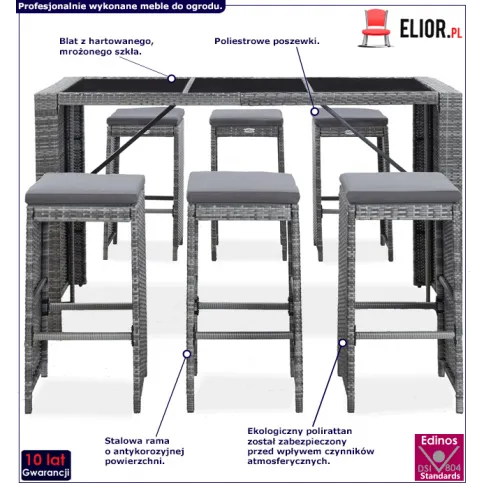 Zestaw szarych mebli ogrodowych Tavia 3X infografika