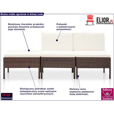 Zestaw brązowych mebli ogrodowych Shannon 2X infografika