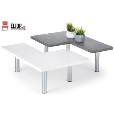 Zdjęcie zestaw 2 ław Libra biały połysk, beton - sklep Edinos.pl