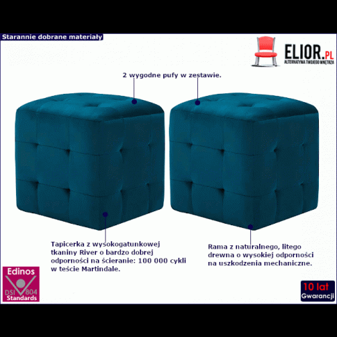 Zestaw puf do salonu Zauri 4X niebieski