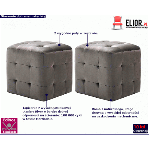 Zestaw puf do salonu Zauri 4X szary