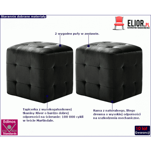 Zestaw puf do salonu Zauri 4X czarny