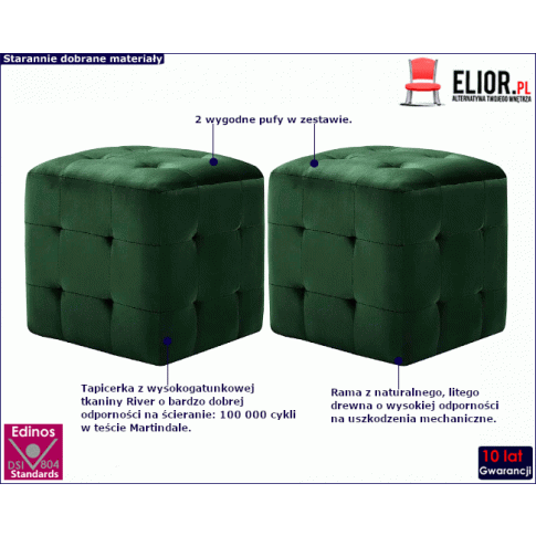 Zestaw puf do salonu Zauri 4X zielony