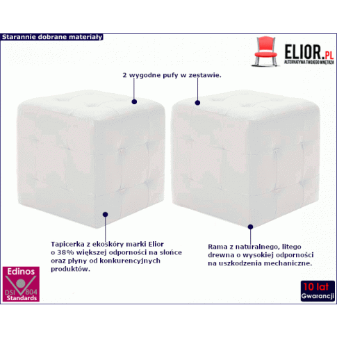 Zestaw puf do salonu Zauri 2X biały