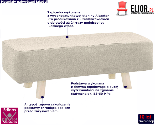 Produkt Tapicerowana pufa kremowa - Risan 3X