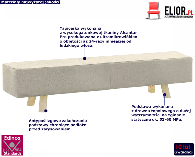 Produkt Tapicerowana pufa kremowa do salonu - Sivers 4X