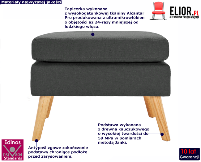 Produkt Ciemnoszara tapicerowana pufa - Swees
