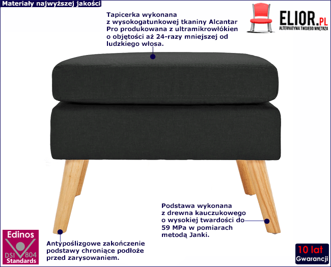 Produkt Czarna pufa podnóżek do salonu i sypialni - Swees