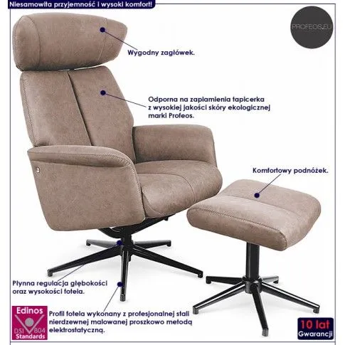 Fotografia Rozkładany fotel Starius - beżowy z kategorii Fotele wypoczynkowe