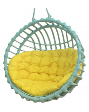 Fotel okrągły wiklinowy z żółtą poduszką - Petro 2X w sklepie Edinos.pl