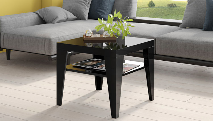 Nowoczesna ława do salonu czarny połysk Kario 2X