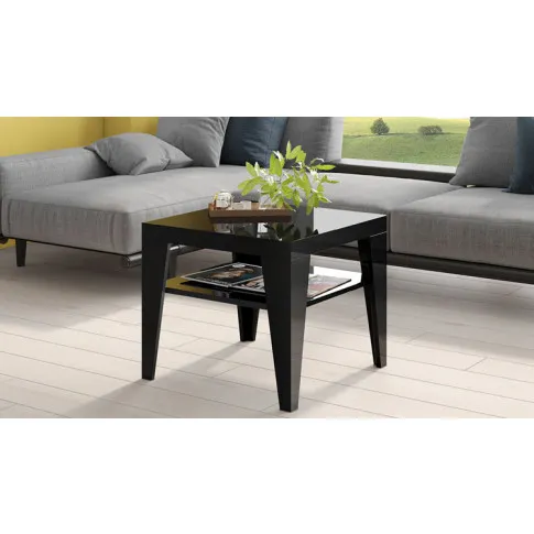 Kwadratowa ława do salonu czarny połysk Muna 2X