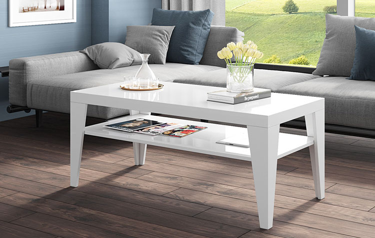 Nowoczesny prostokątny biały stolik kawowy Kario 3X