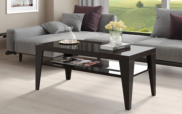 Nowoczesny prostokątny stolik kawowy z półka Kario 3X