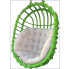 Zielony owalny wiszący ogrodowy fotel z kremową poduszką Petro 3X