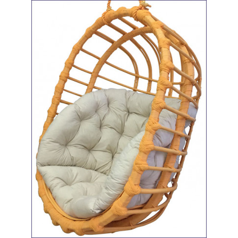 Pomarańczowy owalny wiszący ogrodowy fotel z kremową poduszką Petro 3X