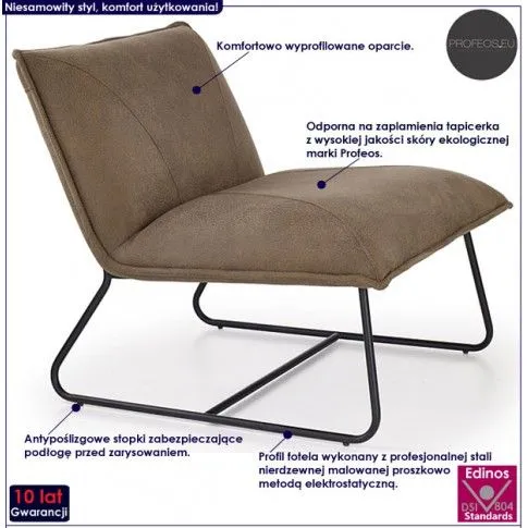 Fotografia Industrialny fotel Nika - beżowy z kategorii Fotele wypoczynkowe