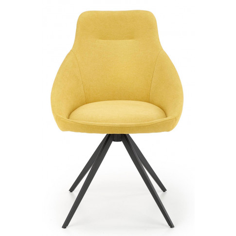 Skandynawskie tapicerowane żółtą tkaniną krzesło Bondi