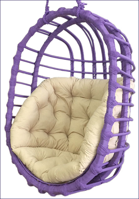 Owalny wiklinowy kosz wiszący z siedziskiem na balkon Eser 3X