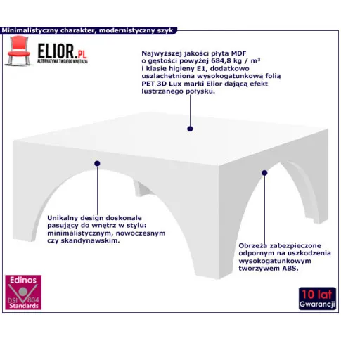 Biała nowoczesna ława do salonu Vensa