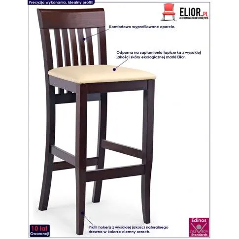 Fotografia Drewniany hoker Tere - ciemny orzech z kategorii Hokery