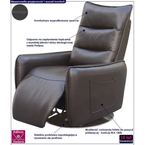 Fotografia Rozkładany fotel Kseniok - brązowy z kategorii Fotele wypoczynkowe
