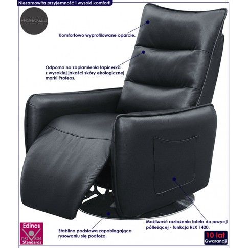 Fotografia Fotel wypoczynkowy Lergo - czarny z kategorii Fotele wypoczynkowe