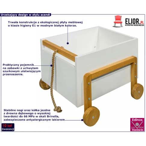 Biały dziecięcy kontener na zabawki Benny 3S