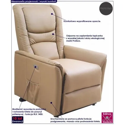 Fotografia Podgrzewany fotel masujący Estim - beżowy z kategorii Fotele wypoczynkowe