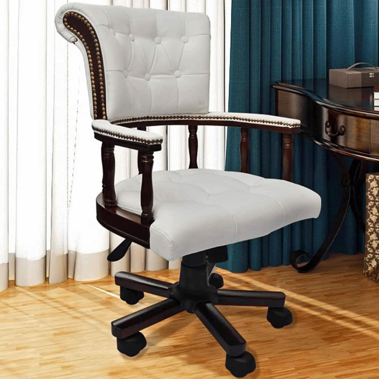 Produkt Biały tapicerowany fotel obrotowy - Amiri - zdjęcie numer 2