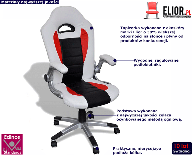 Produkt Biało-czarny tapicerowany fotel obrotowy - Asmara