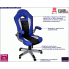 Niebiesko-czarny fotel obrotowy do biura Vertos