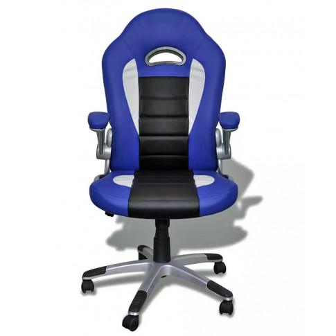 Niebiesko-czarny fotel obrotowy metalowy Vertos