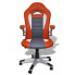Pomarańczowo-szary fotel biurowy tapicerowany Vertos