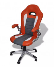 Pomarańczowo-szary fotel obrotowy ergonomiczny - Vertos