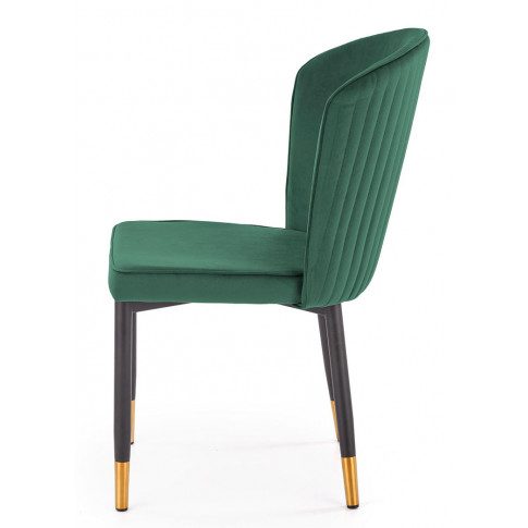Szczegółowe zdjęcie nr 4 produktu Zielone welurowe pikowane krzesło tapicerowane - Nubo