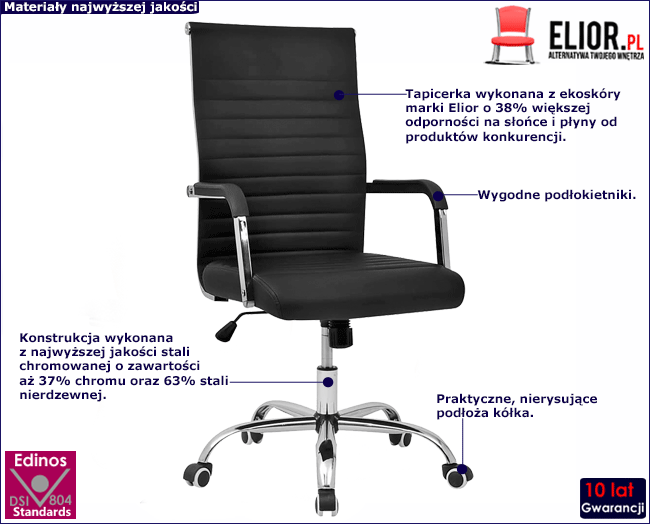 Produkt Czarny fotel biurowy nowoczesny - Lotex