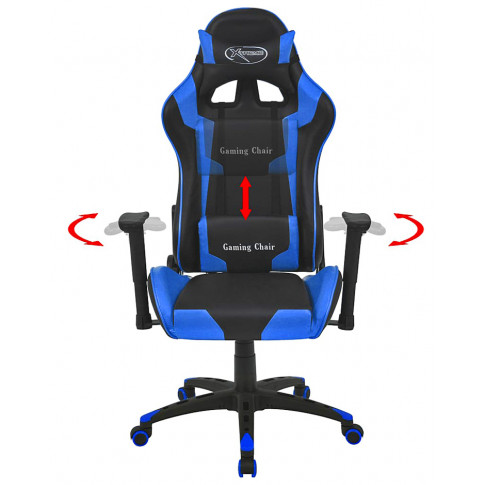 Czarno-niebieski fotel gamingowy nowoczesny Trevos