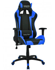 Czarno-niebieski fotel gamingowy ergonomiczny - Trevos w sklepie Edinos.pl