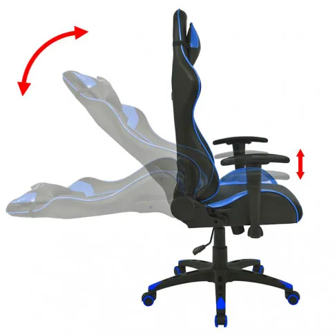 Czarno-niebieski tapicerowany fotel do gier Trevos