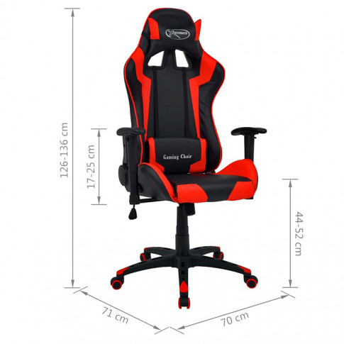 Czarno-czerwony fotel gamingowy Trevos wymiary
