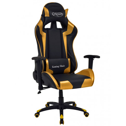 Czarno-złoty fotel gamingowy Trevos
